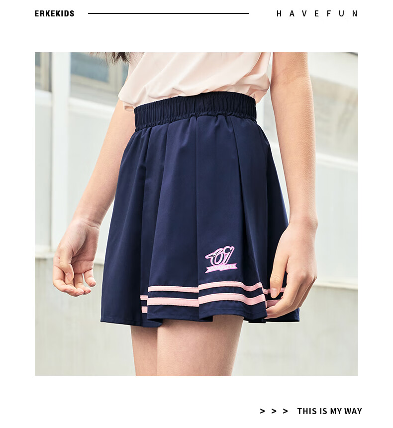 ERKE Girls' Short Skirt, Children's Baseball Skirt, Pleated Skirt for Older And Younger Kids, Pure White, Size 165 11