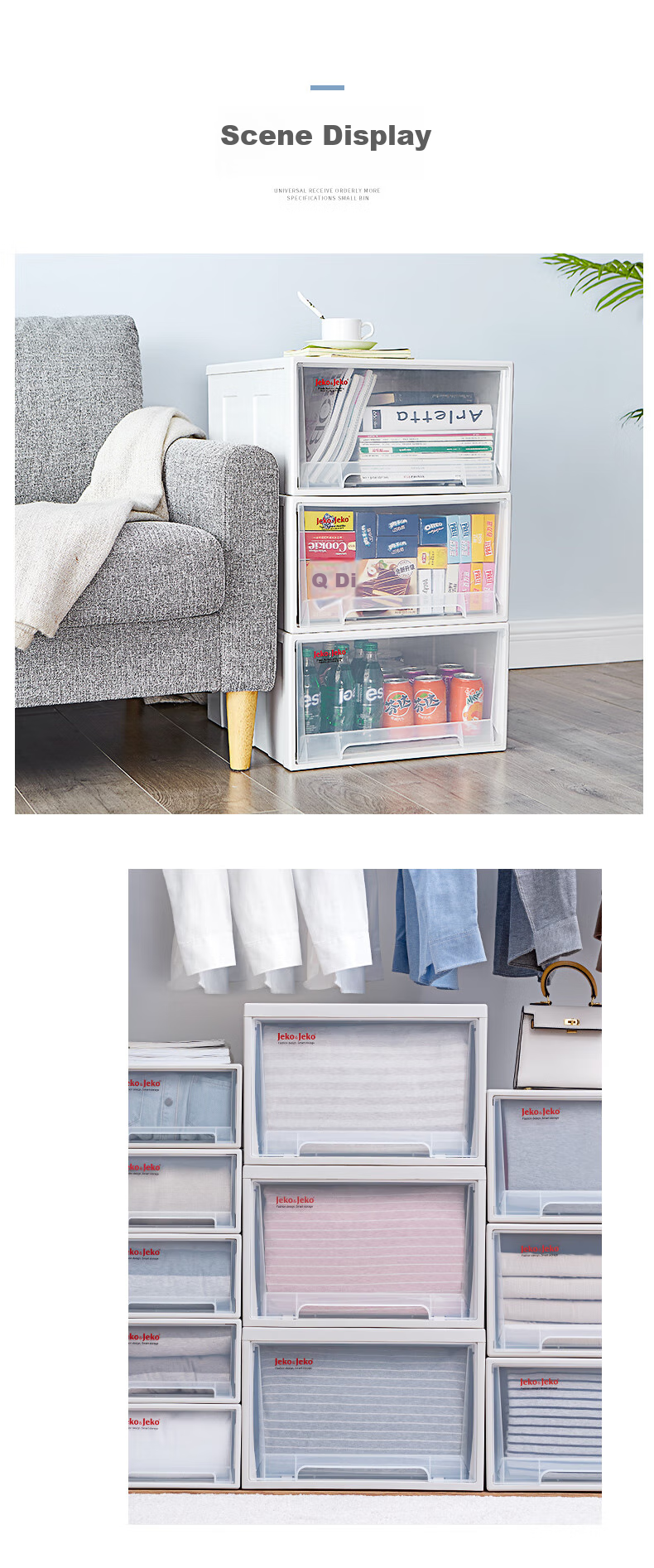 JEKO&JEKO Drawer-Style Clothes Storage Box, Organizer Container, Stackable Drawer Cabinet, Toy Storage Box, 55L, Set of 3 11