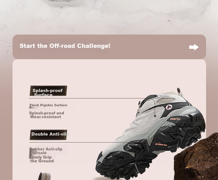 HUMTTO Non-Slip Hiking Shoes for Women, Comfortable Shock-Absorbing Outdoor Trekking Shoes, Fleece-Lined Warm Cotton Shoes, Beige Regular Size 38 2