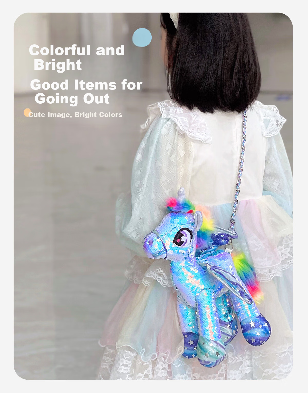 Liangpiandujiaoshou Crossbody Bag, Children's Horse Year Little Horse Doll, Aurora Blue, Cute Birthday Gift 4