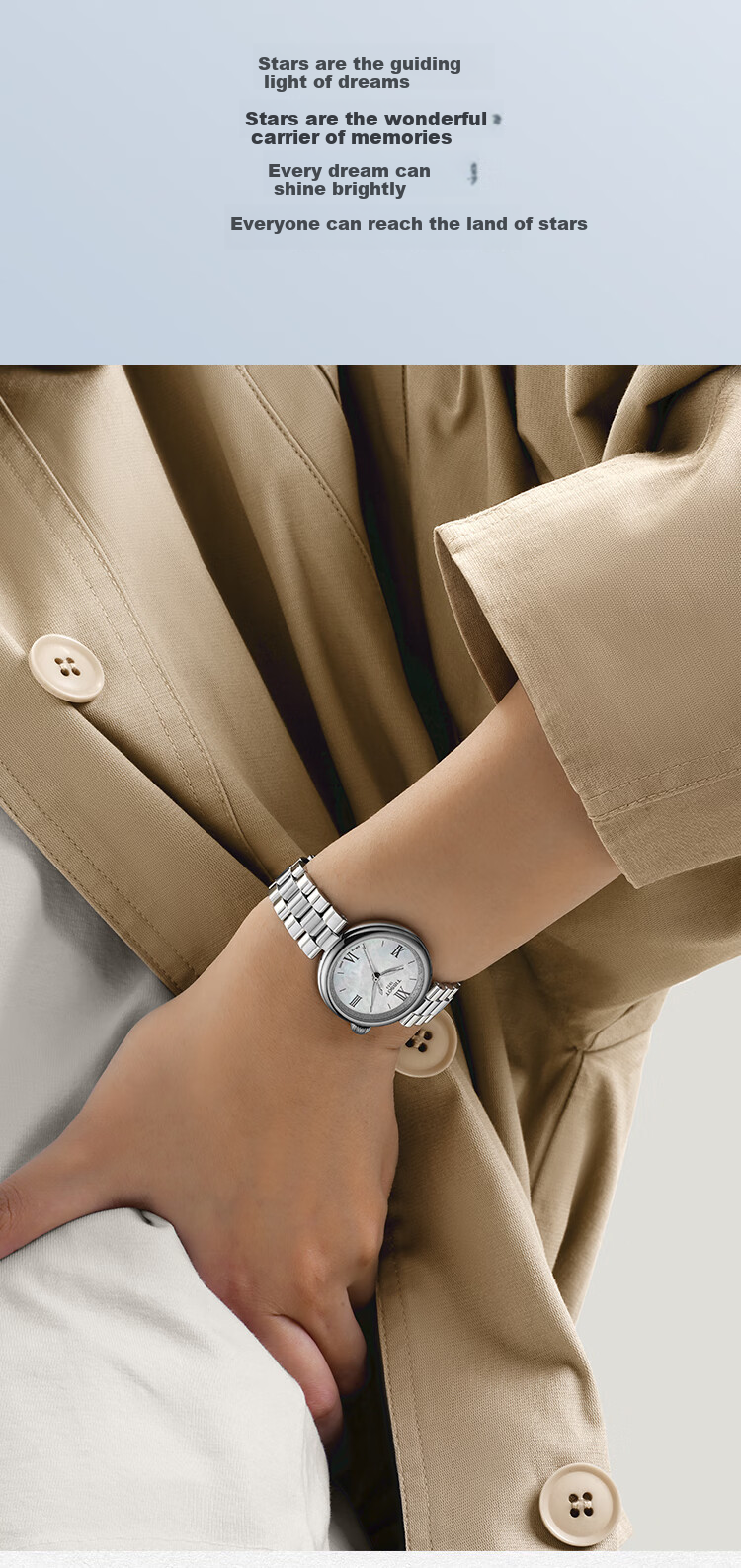 TISSOT Le Locle Series Starlight Women's Watch, Swiss Quartz Ladies Steel Strap Wristwatch, Fashionable Timepiece, Birthday Gift 2