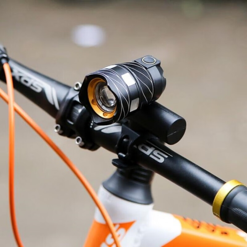 Adandyish Mountain Bike Front Headlight, T6 High Brightness Flashlight, LED Adjustable Focus Nighttime High Beam Headlight, USB Rechargeable
