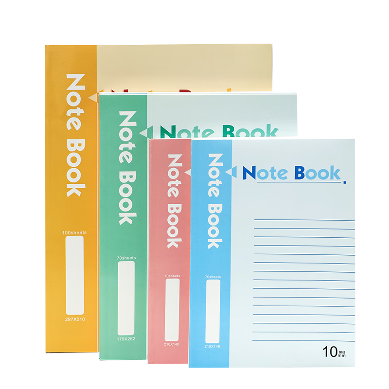 Bailiwen H-A5 Notebook A5 Thick Soft Cover Notebook, 40 Sheets, 10 Packs Mixed Colors, Diary, Meeting Record Book, Soft Cover Exercise Notebook