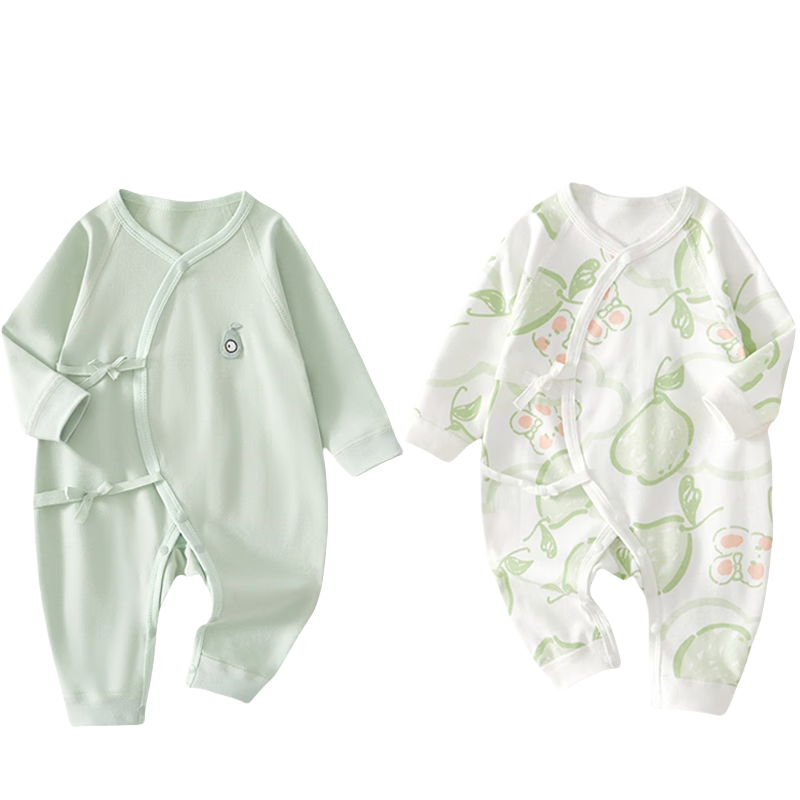 Babyprints Baby Romper 2-Pack Infant Cotton Long Sleeve Soft Bodysuit Green 66