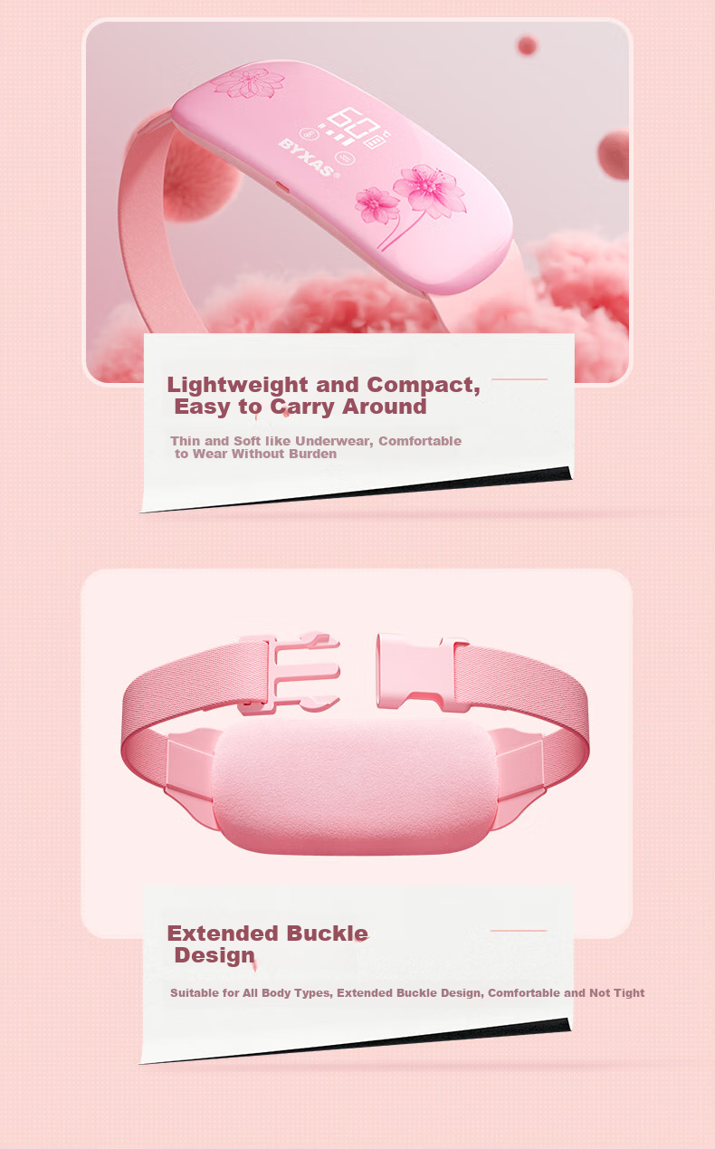 BYXAS Heating Waist Belt, Menstrual Period Aid, Back Massager, Gift for Girlfriend on Women's Day, Pink 10