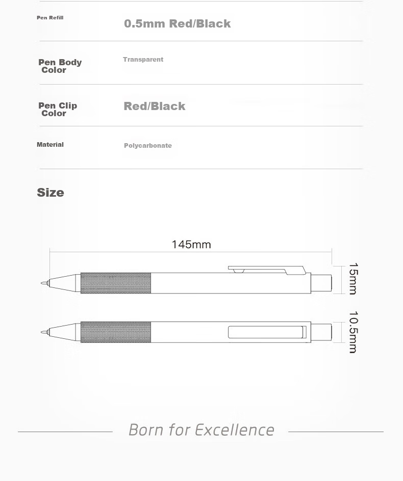 KACO Dabao Retractable Gel Pen, Black, 0.5mm, Quick-Drying, Exam Pen, Simple Meeting Pen, Signature Pen, Carbon Ink Pen, Water-Based Pen, Six Pens/box, K5 8