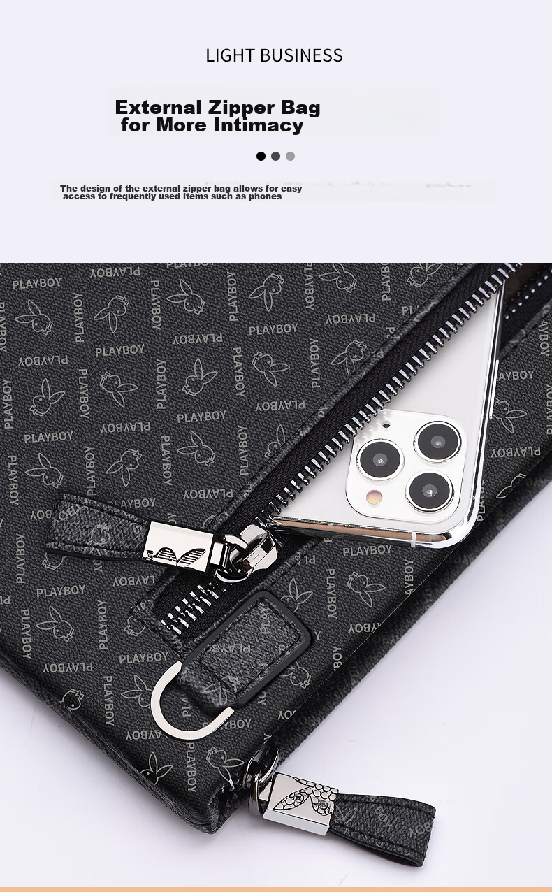 PLAYBOY Men's Clutch Handbag, Portable Large Capacity Envelope Bag for Travel, Business Clutch, Casual Wallet, Birthday Gift 5