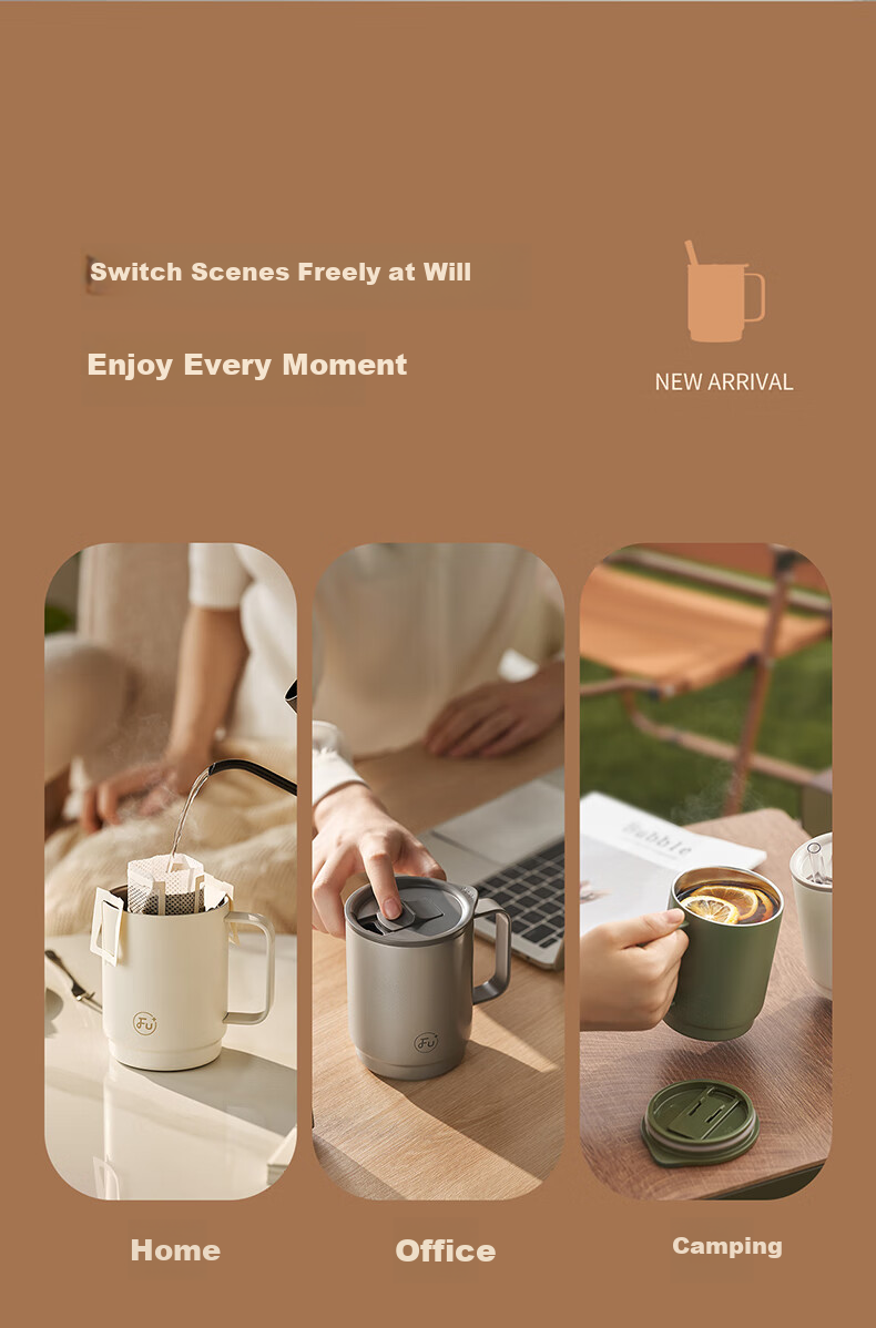 FU Fugang Jia Office Insulated Antibacterial Stainless Steel Tea Mug High-Value Lid Straw Water Bottle 13
