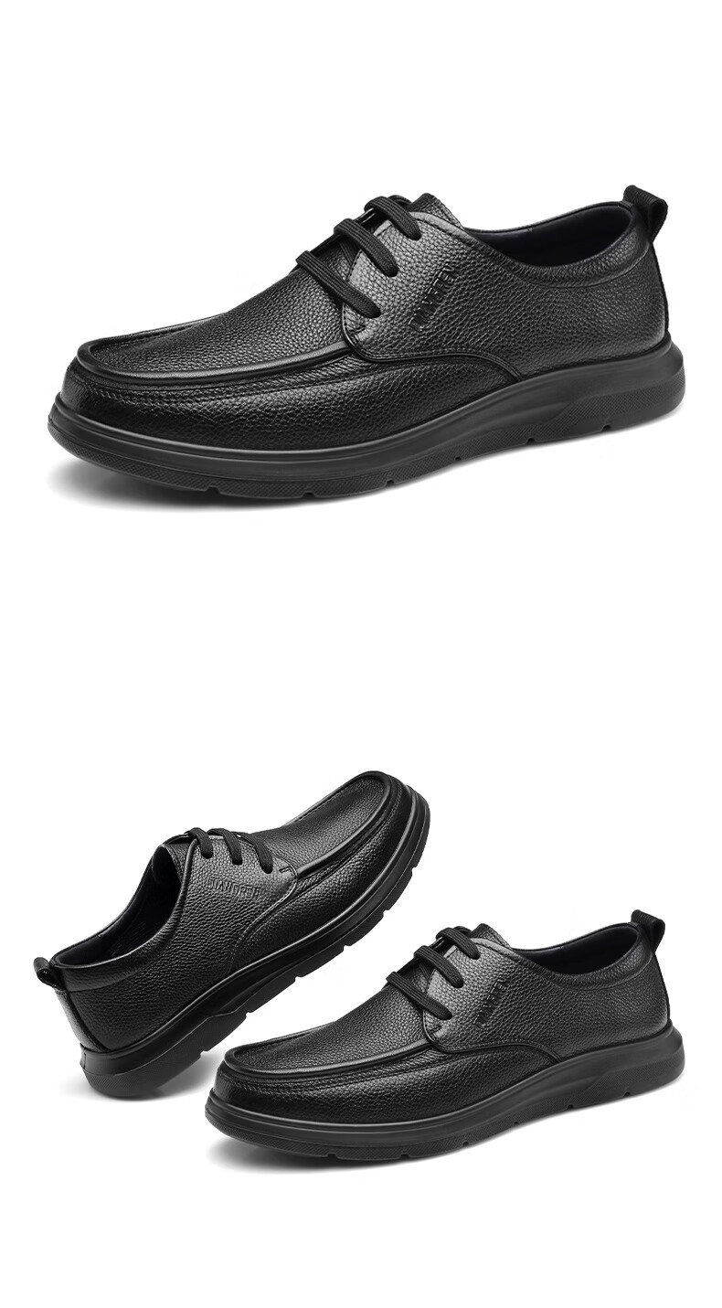Qiangren Business Leather Shoes for Men, Soft Upper And Sole, Sheepskin Commuter Leather Shoes, Breathable Casual Men's Shoes JDA351339 Black 39 17