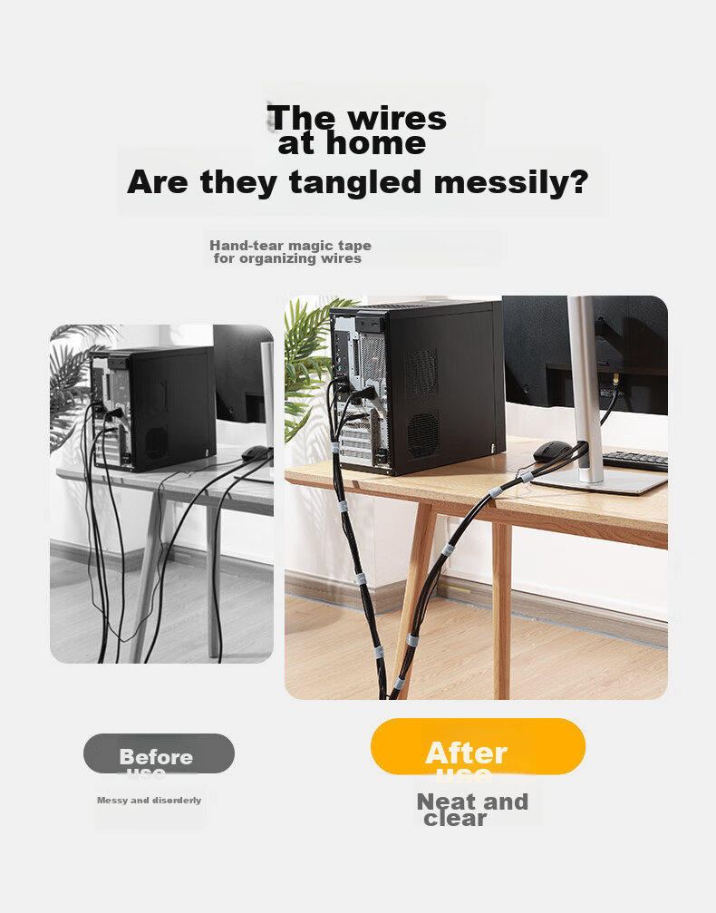 UGREEN Velcro Cable Ties, Self-Adhesive Nylon Zip Ties for Computer Cables, Data Cables, Earphones, Cable Management, No Drilling Required Cable Organizer, No Cutting Needed, 5 Meters Long 4