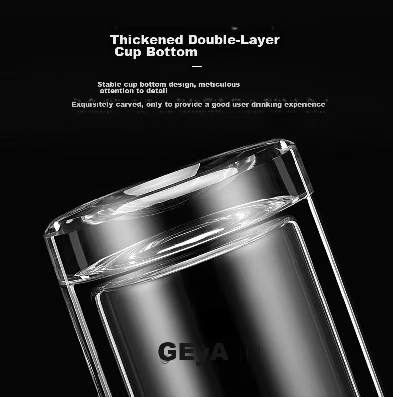 GEYA High-End Double-Layer Glass Cup for Men, Premium Business Glass Tea Cup, Water Cup, Tea Infuser Mug, Gift Customizatio 22