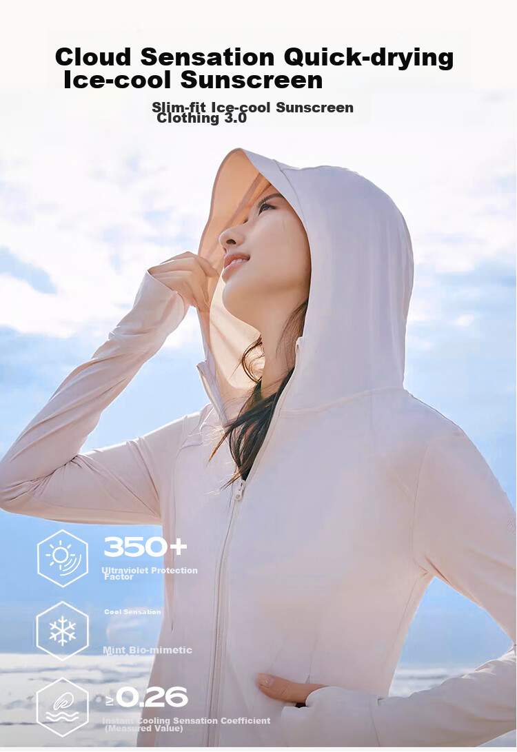 Ousen Sun Protection Clothing for Women, Spring And Summer Original Yarn Ice Silk Sun Protection Garment, Slim-Fit Outdoor Cycling Sun-Blocking Hooded Sun Protection Shirt, Skin Coat 6