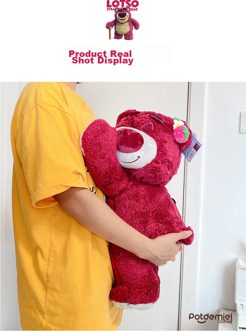 Disney Plush Doll Pillow, Stuffed Animal Birthday Gift for Girls, Toy Story Strawberry Bear, 50cm Blanket 4