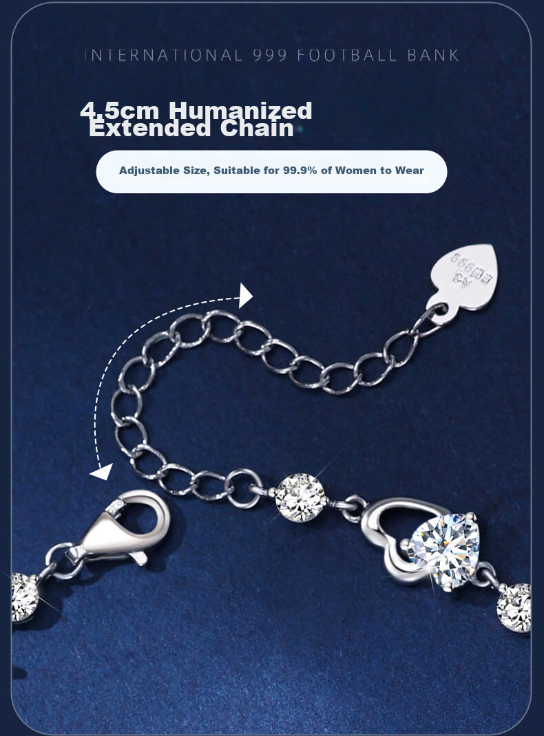 GLTEN Swarovski Zirconia Ocean Heart Silver Bracelet for Women, New Jewelry Design, Birthday Gift, Anniversary Present for Girlfriend Or Wife 7
