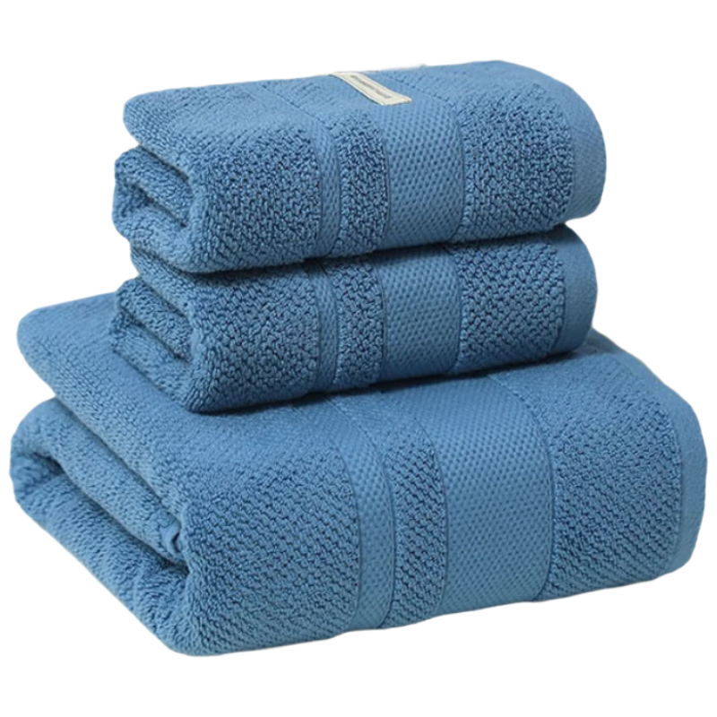 Grace Ludaofu Antibacterial 1 Bath Towel + 2 Towels, Pure Cotton Adult Soft Absorbent Thickened All-Cotton for Men And Women Home Use, Blue