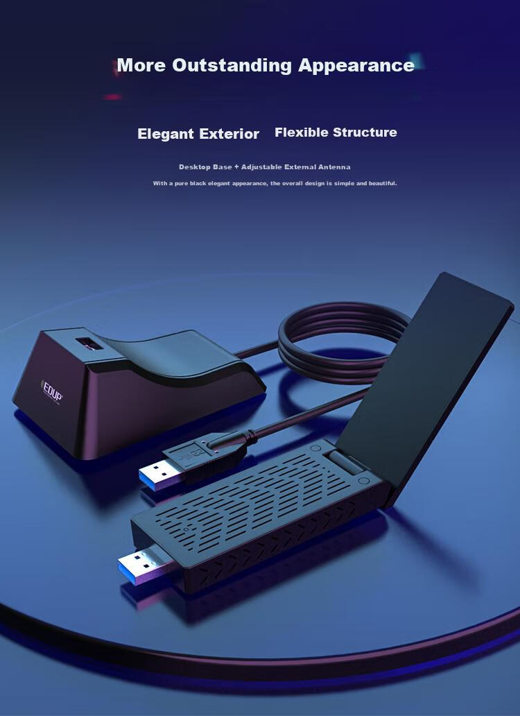 EDUP 1900Mbps High-Power Gaming USB3.0 Dual-Band Wireless Network Adapter - Night Eagle Signal Booster Desktop Computer Laptop WIFI Receiver EP-AC1675 7