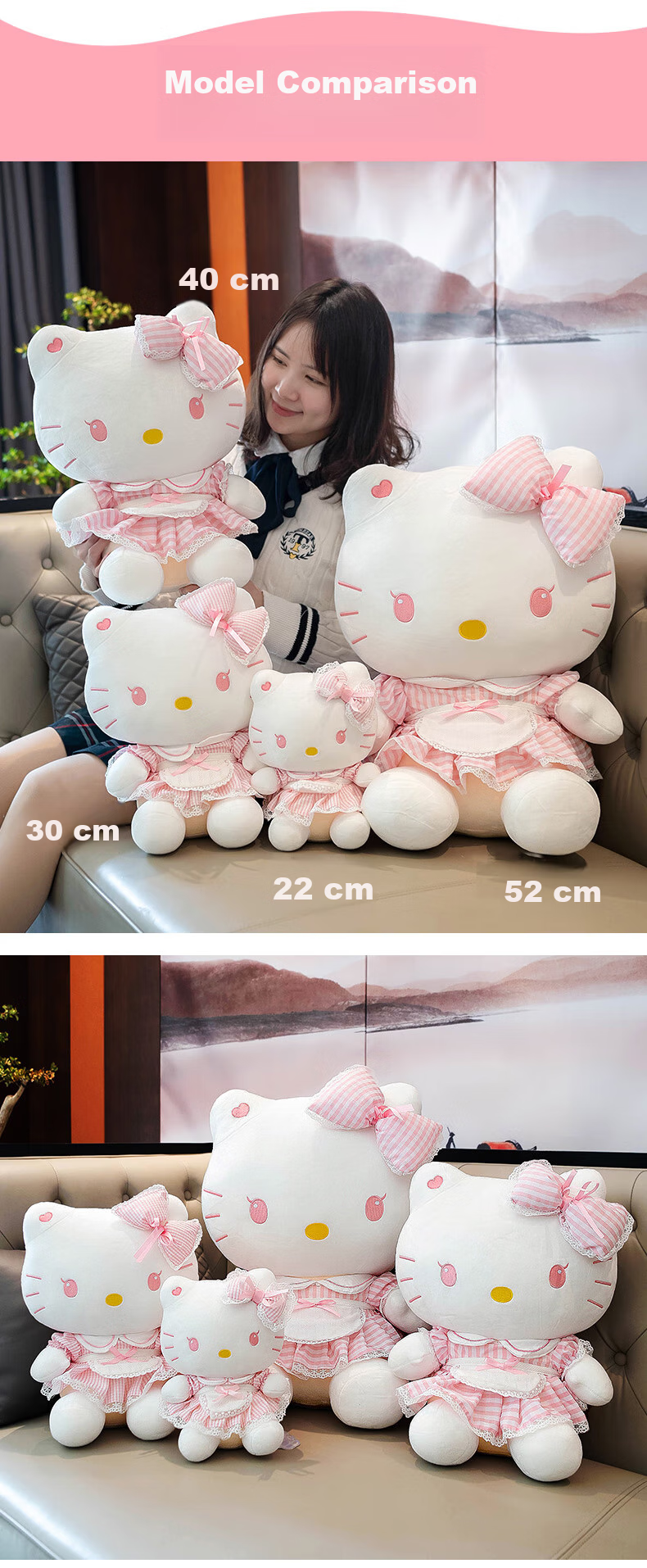 Hello Kitty Sanrio Plush Toy Doll Stuffed Animal Pillow Decoration Birthday Gift for Girls, Cat Cat Figurine 6
