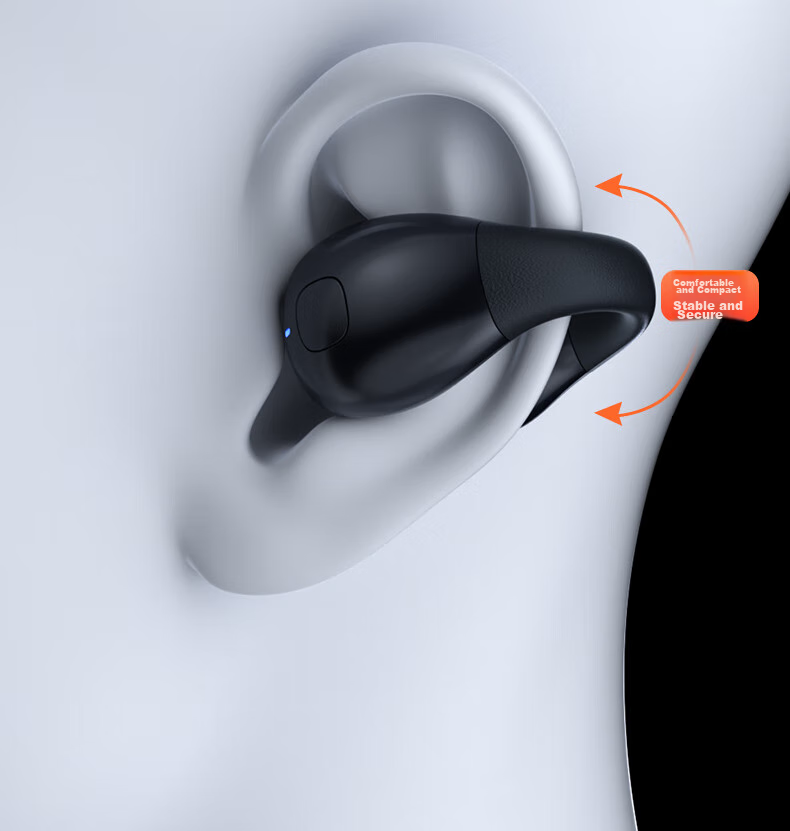 ALittleFlower Single-Ear Clip-On Headphones, Open-Style Wireless Bluetooth Earphones, Comfortable And Secure Wear, Long Battery Life / Suitable for Apple, Huawei, Xiaomi, OPPO, Students, Black 12