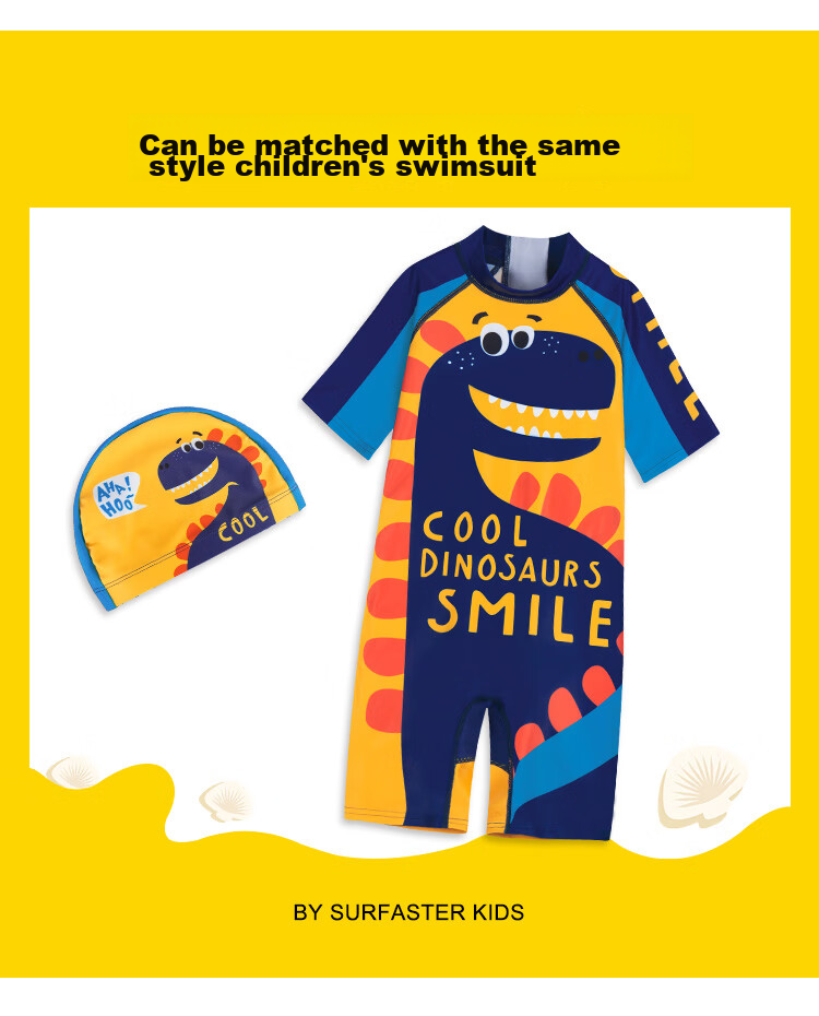 Sulang UPF50+ Sunscreen | 20% Spandex High Elastic Long Sleeve Shorts Boys Children's Swimsuit Dinosaur Walk 110 14