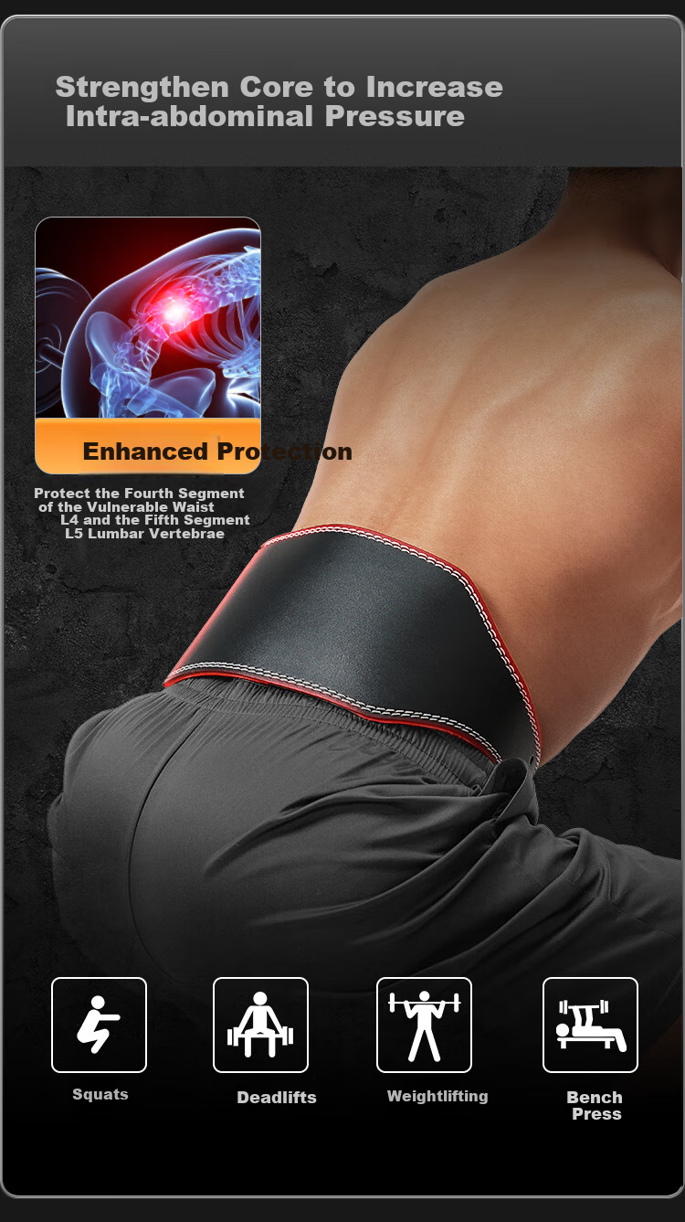 JD Original Fitness Waist Support Belt for Men, Weightlifting Squats Deadlift Strength Training Sports Back Brace, Athletic-Specific 3