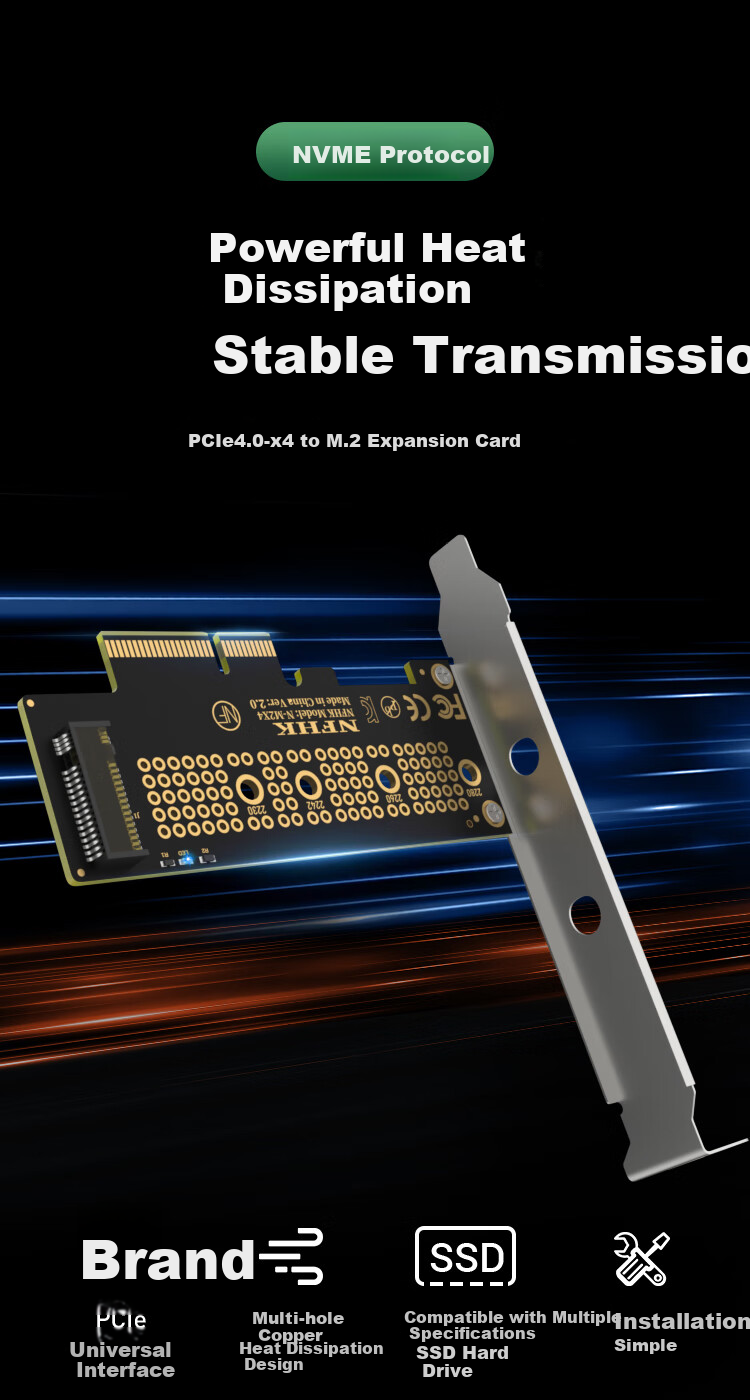 KELEPU NVMe Adapter Card, PCIe X4 to M.2 Expansion Card, SSD Enclosure Expansion Card Compatible with Desktop Computers 2