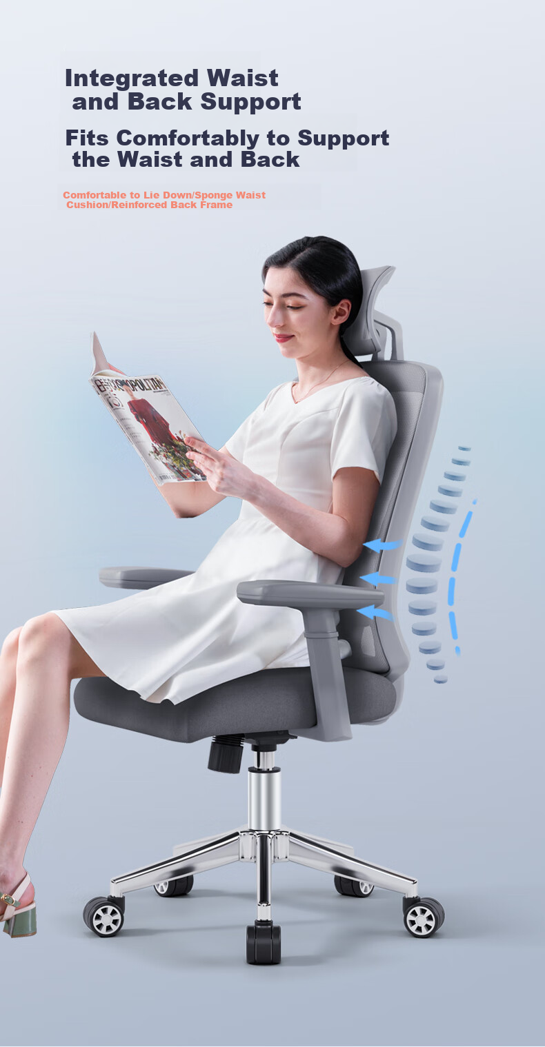 BECAUSES Ergonomic Chair, Comfortable for Long Sitting, Computer Chair, Reclining Office Chair, Gaming Chair, Study Chair, Streamer Chair 0815H 5