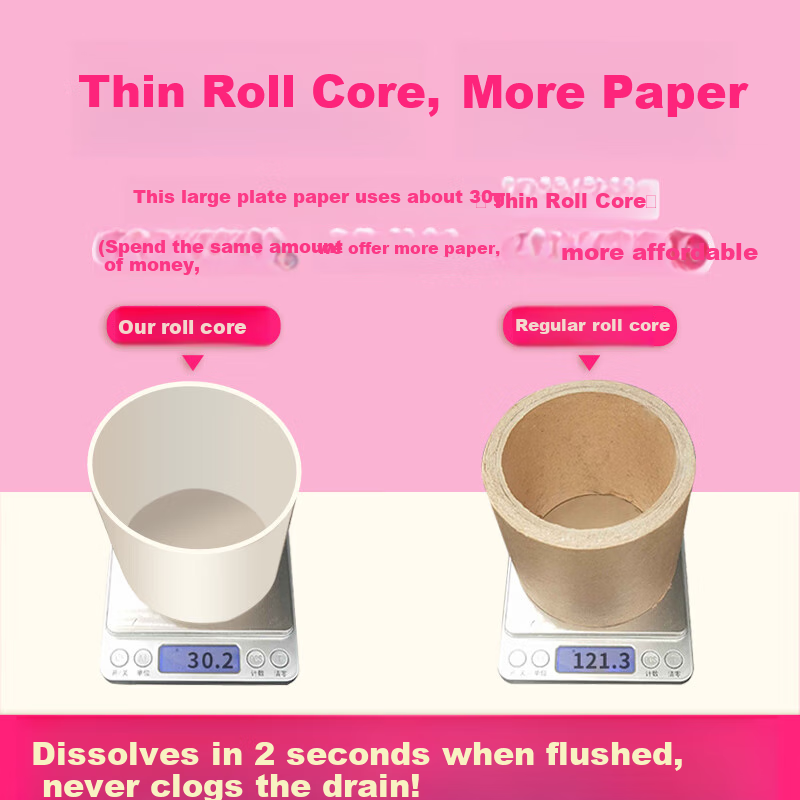 Rinuo Water-Soluble Large Roll Toilet Paper for Hotels, Commercial Use, Quick-Dissolving, 3-Ply, 700g, 1 Box of 12 Rolls