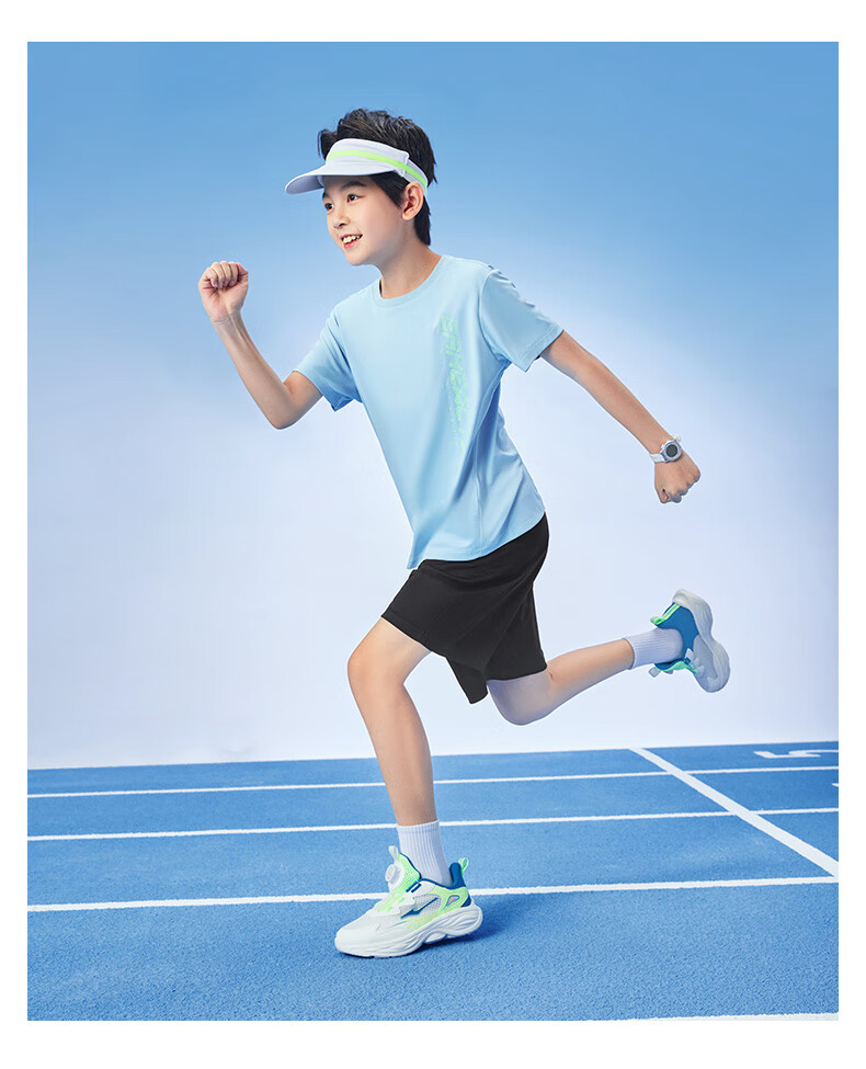 ERKE Kids Boys Sports Set Summer Short Sleeve and Shorts Bright White Size 120 10
