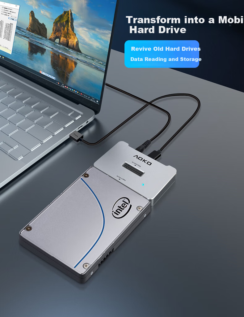 AOKO U.2/U.3/SATA/M.2 Hard Drive Dock, U.2 SSD Enclosure, NVME External Case, U2 to USB Converter, 2.5/3.5-Inch SATA Hard Drive Reader Adapter AU10SL 5