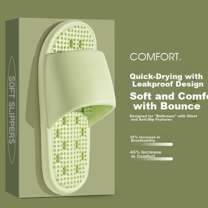 Taxiang Indoor Slippers for Men And Women, Bathroom Shower Non-Slip Water-Draining Quick-Drying Massage Sandals TG263