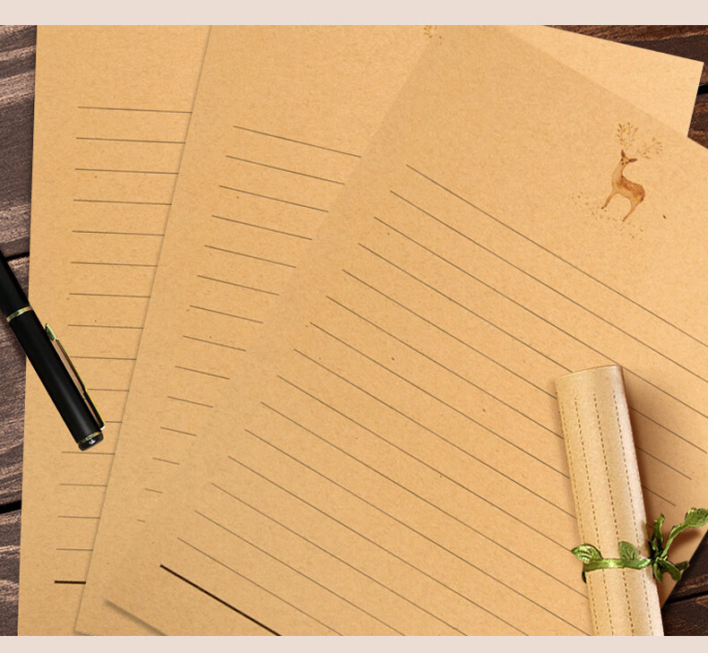 Deyin Vintage Elegant Letter Paper Set - Cowhide Paper Artistic Love Letter Stationery for Valentine's Day, Teacher's Day Gift B5 Deer Design 0723 6