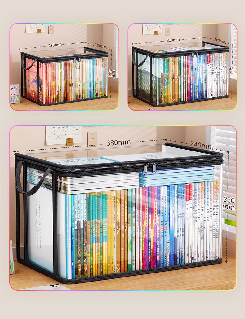 Jiabangshou Book Storage Bags, Large Capacity Foldable Storage Boxes, Dustproof, for Students' Books And Old Books, Large Size, Pack of 2 16