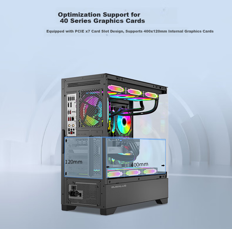 BUBALUS Xian Zhi Jing Black, No-Column Panoramic View Computer Case (Supports ATX Motherboard/360mm Water Cooling/tempered Glass/long Graphics Card/vertical Airflow) 7