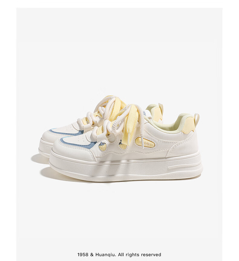 Global Women's White Sneakers Casual Thick Sole Height Increasing Fashion Sports Bread Shoes Light Blue Size 40 8