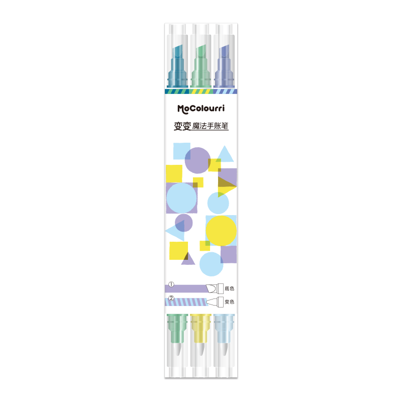 M&G Highlighters, Stackable Colorful Planner Pens, Marker Pens for Students, Double-Ended Blue-Green Purple 3 Colors Gift