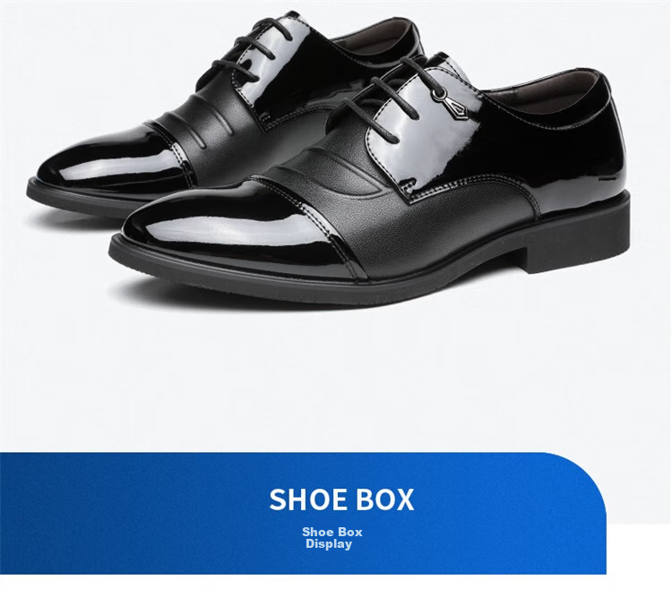 Zhengtai British Men's Leather Shoes, Low-Top Business Formal Dress Shoes, Lace-Up Glossy Leather Shoes for Men, Versatile Autumn JZ0025 Black Size 38 8