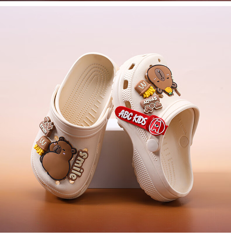 ABC KIDS Children's Slippers Summer Sandals for Boys And Girls Soft-Soled Hole Shoes Kapibara Beach Shoes 8597 Pink 39-40 12
