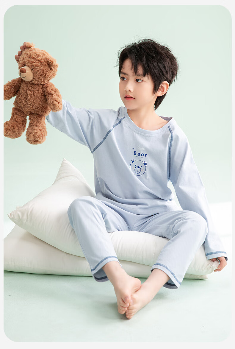 Fenteng Children's Pajamas, Spring New Arrival, Pure Cotton Cute Bear Design, Breathable Boys' Loungewear 12
