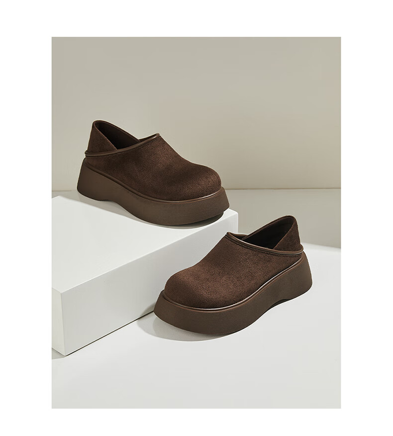 DAPHNE Women's Single Shoes, Fashionable Thick-Soled Retro Two-Way Birkenstock-Style Shoes, Soft-Bottom Versatile Slip-On Women's Shoes, Camel Color Single Lining, Size 35 13