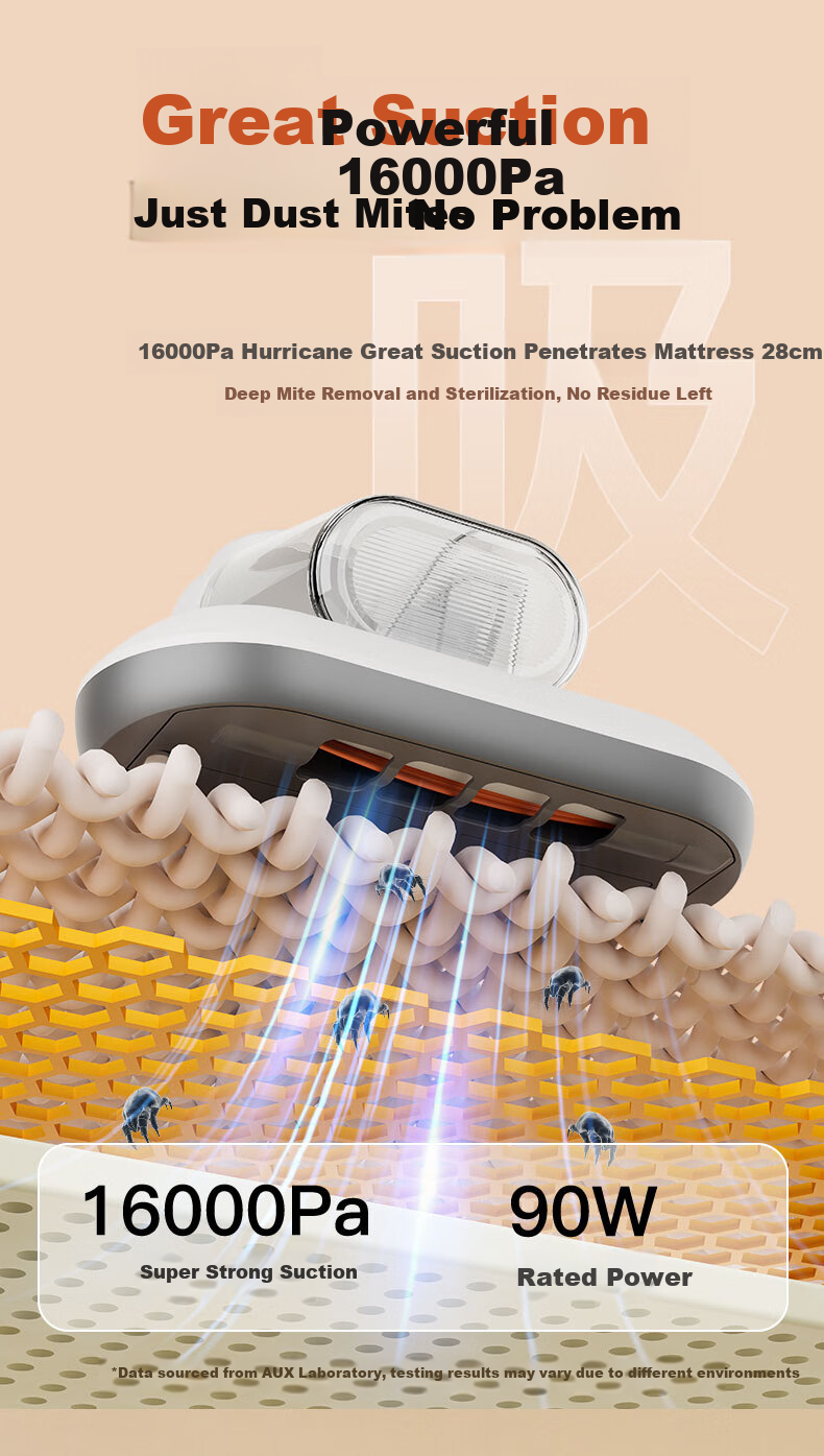 AUX Wireless Mite Remover, Dual Dust Cup Mite Removal Device, Bed And Home UV Sterilizer, Vacuum Cleaner, Multi-Purpose Pet Cat Dog Hair Cleaning Machine AXC-11DC78B 5