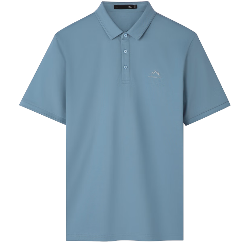 HLA Short-Sleeve Polo Shirt for Men, Summer Mountain Series, Medium Blue, 4XL