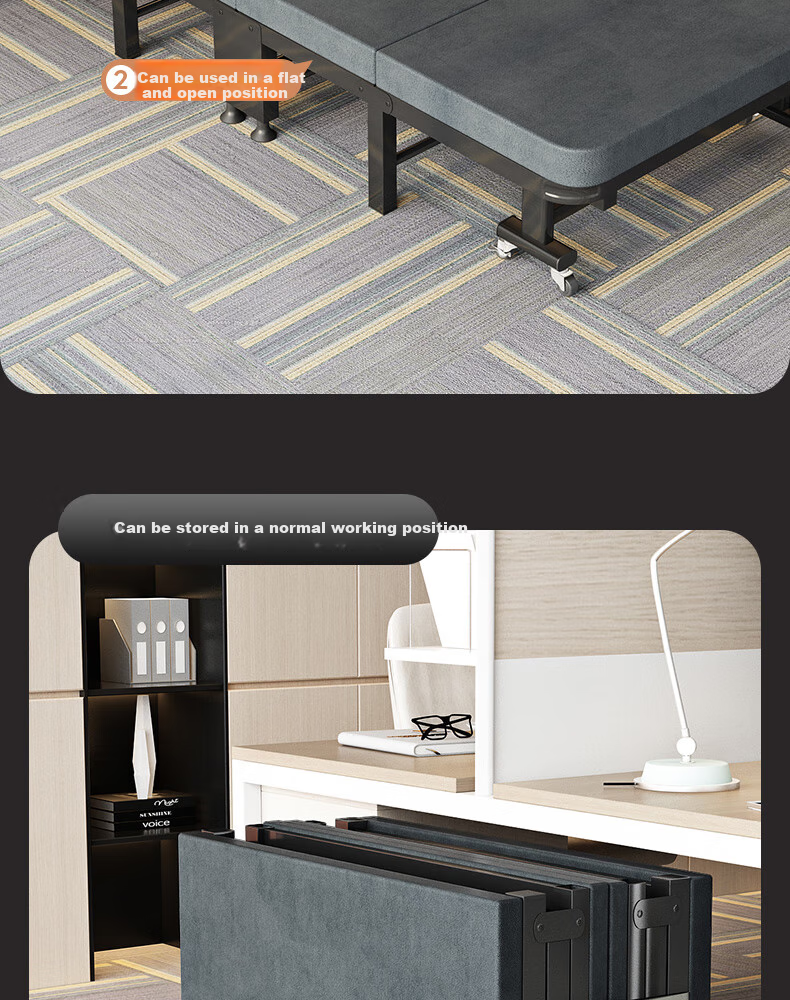 Leaijia Folding Bed, Office Nap Bed, Single Home Use Bed, Luxury Portable Coir Mattress, Hard Board, Four-Fold Accompanying Care Bed 4