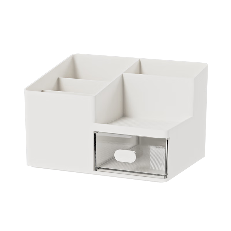 JD Jingzao White Square Drawer Organizer Box Cosmetic Storage Box Office Stationery Storage Box with Pen Holder