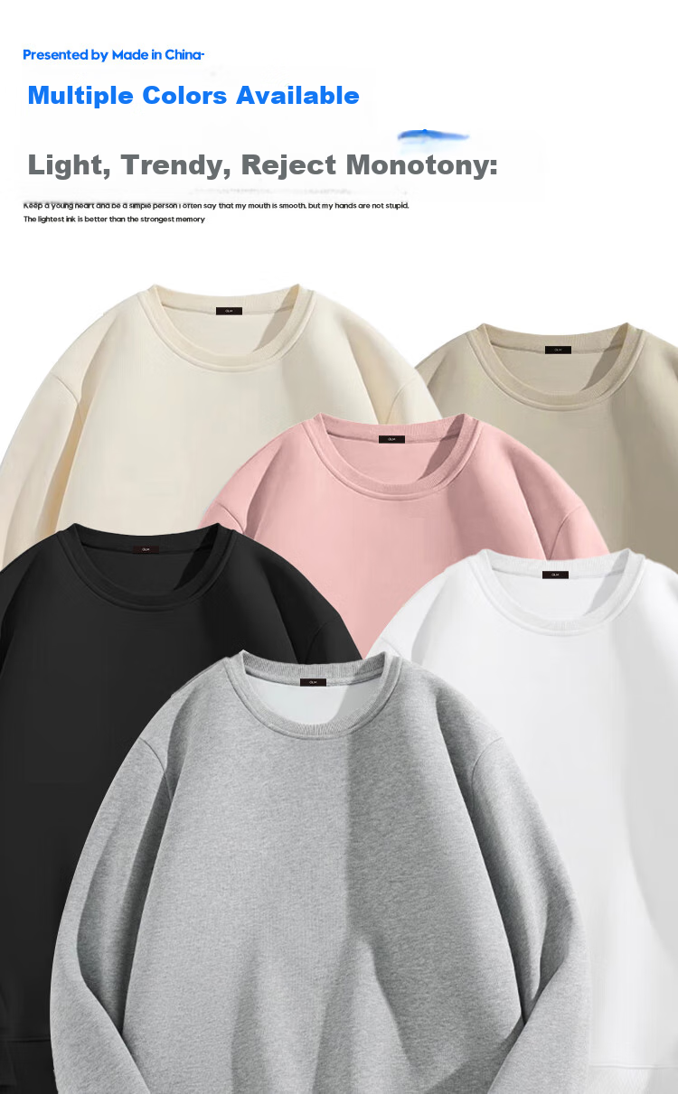 GLM Crew Neck Sweatshirt for Men, Autumn Loose Fit Versatile Sports Simple Pullover Base Layer Casual Jacket Khaki 3XL 2