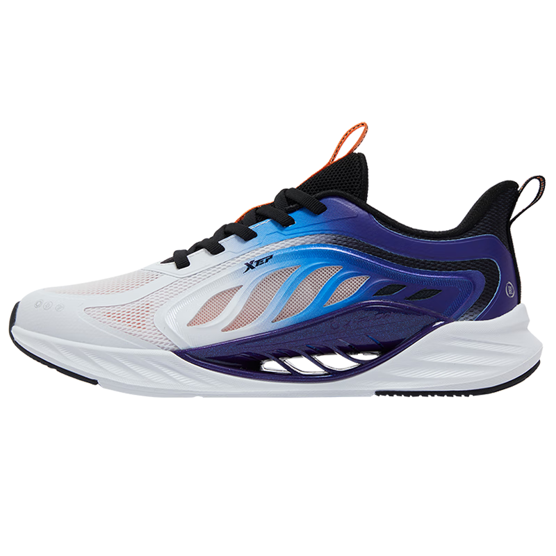 XTEP [Hydrogen Wind 8.0] Children's Running Shoes for Boys, Lace-Up Sneakers, XTEP White/Dragon's Breath Purple/Beijing Blue, Size 40
