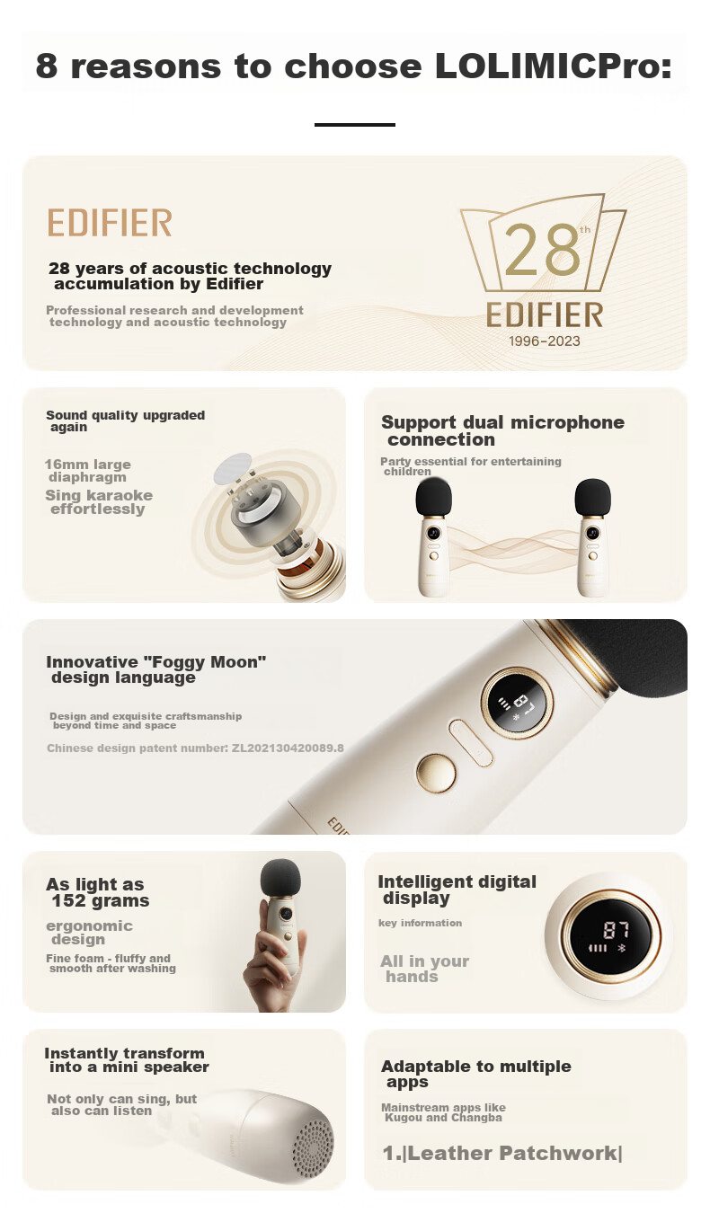 EDIFIER LOLMIC PRO Karaoke Microphone, Small Mushroom Karaoke Microphone, Speaker for Children's Entertainment, Home KTV, And Car Use 2
