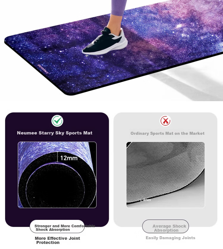 Neumee Thickened Non-Slip Exercise Mat with Silicone Touch Points for Men And Women, Fitness Jump Rope, Yoga Shock-Absorbing Lava 6