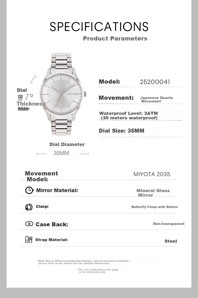 Calvin Klein CK Watch Logo Steel Strap Quartz Unisex Wristwatch Birthday New Year Gift 25200041 2