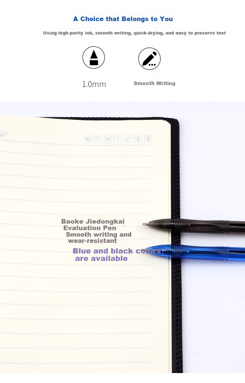 BAOKE 24PC040 Retractable Ballpoint Pen, Medium Oil, 0.7mm, Blue Ink, 24 Pens/card 3