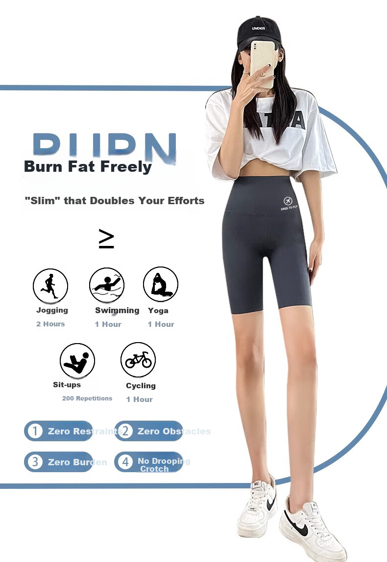 LangSha Shark Leggings for Women, Tummy Control And Butt-Lifting, Summer Anti-Exposure Sports Cycling Yoga Pants, Slim-Fit Leggings for Weight Loss 8